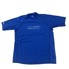 BARE Sunguard Rub Shirt Men L Rash Guard Blue Surf Swim Bodyboard 42"