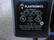Plantronics AC Adapter UD-075020A Power Supply 18685-01 7.5V