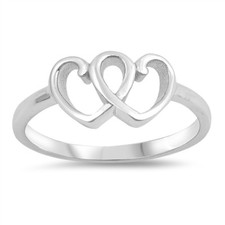 .925 Sterling Silver Intertwined Hearts Promise Ring Size 3 4 5 6 7 8 9 10 NEW