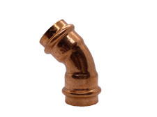 Kupferfitting Pressfittings Kupfer V Kontur 45° Bogen  15 18 22 28 mm