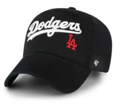 '47 Brand Los Angeles LA Dodgers Script Clean up Hat Cap OSF Headwear Black
