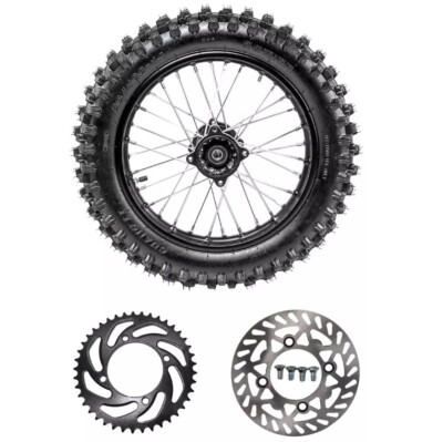 90/100-14 Rear Wheel Tire Rim + Sprocket+ Rotor For Pit Bike Coolster ...