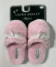 Laura Ashley girl's size 1-13 medium pink slip on slippers with bow