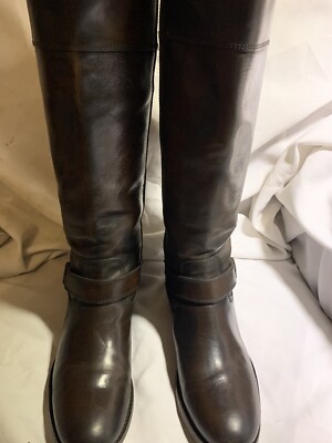 Frye 76929 Melissa Women Brown Leather Riding Harness Zip Up Knee Boots Size 6 B