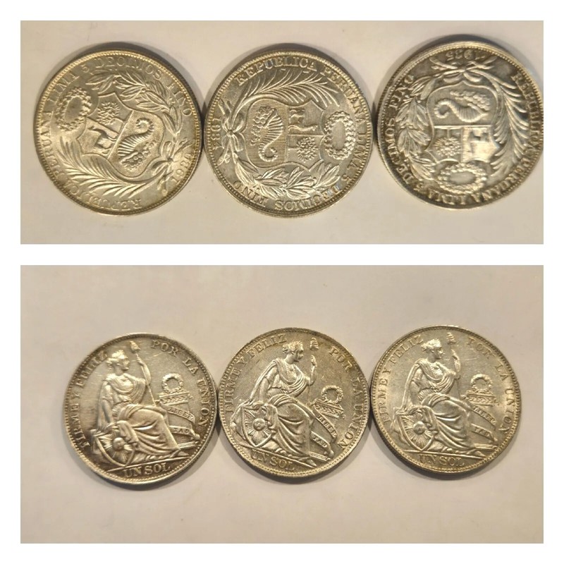 Peru Silver Crowns UNC 1930, 1934, 1935