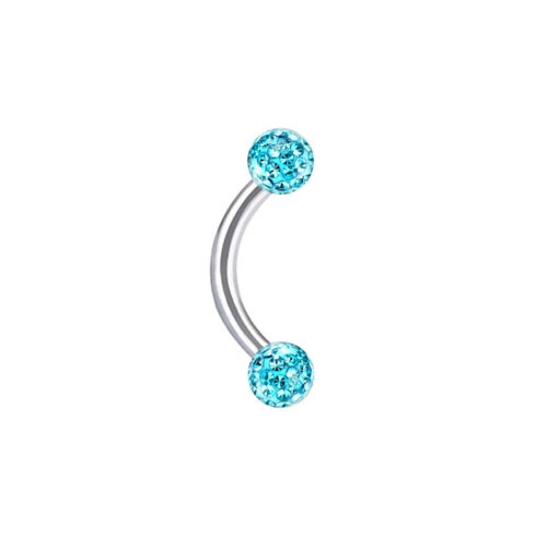 2pc 3-5mm Epoxy Crystal Ball Eyebrow Ring 6-14mm Bar Curved Barbell Ear Piercing - Picture 13 of 15