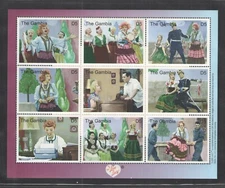 2001 GAMBIA Scott 2440 { LUCILLE BALL } MINI SHEET of 9 DIFF MINT NEVER HINGED