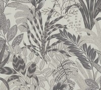 Tapete Vlies BläTter Floral Grau Weiß Livingwalls 37860-4 (3,87€/1Qm)