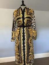 Versace 1992 Tribute Baroque Silk Shirt Dress Size 42/6