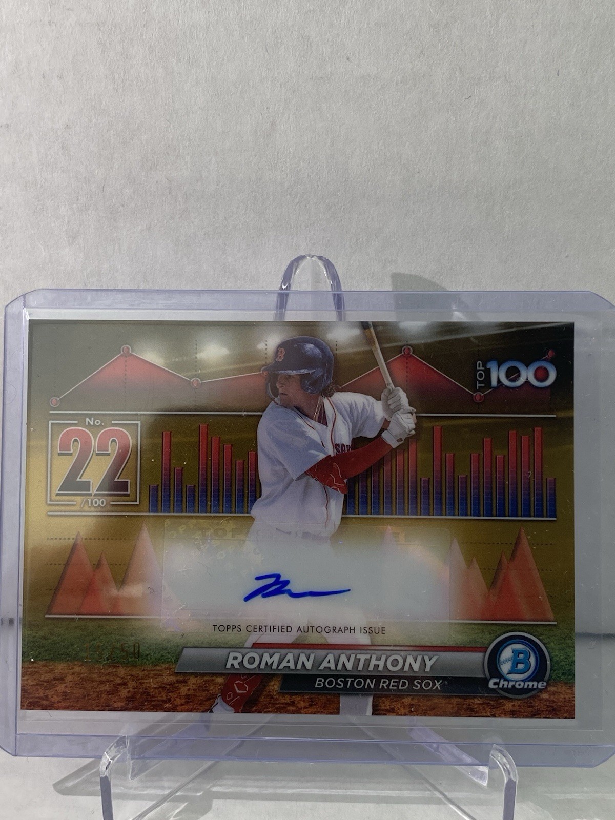 2024 Bowman - Scouts Top 100 Roman Anthony #BTP-22 Gold Refractor /50 (Au) Auto