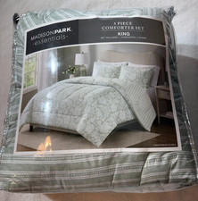 Madison Park Essentials Craftsman Floral 3pc King Comforter Set Sage Green Open