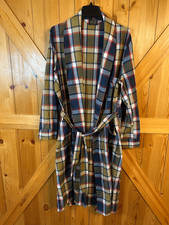 Vintage Sears Perma Prest Green Blue Red Cream Plaid Belted Robe Size Medium 89