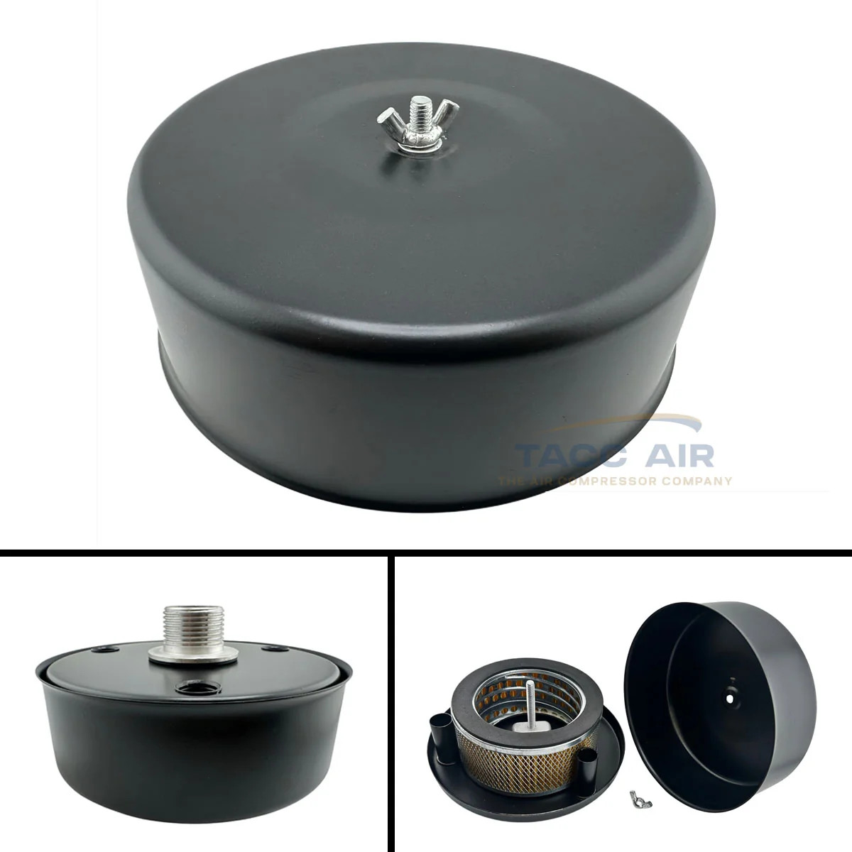 1" NPT Air Compressor Intake Filter Silencer Assembly Metal Housing W/ Element