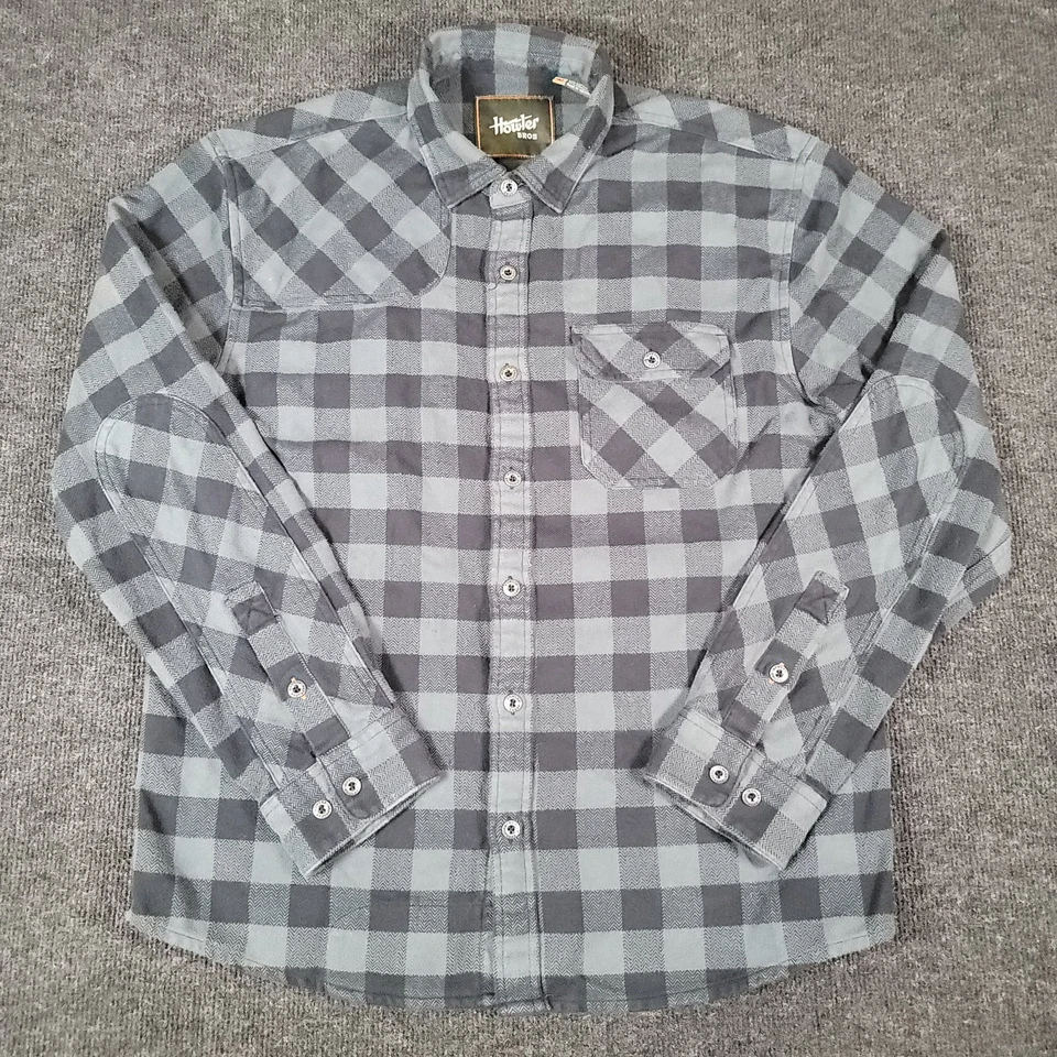 Howler Bros Stockman Men's Medium Gray Black Buffalo Plaid Flannel Shirt - Image 2 of 4