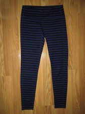 ATHLETA women's S Small Full Length Leggings Navy/ Cobalt stripes