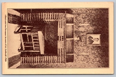 Lindbergh Flight Newspaper Desk Unique Art Postcard 1920s Aviation Memorabilia