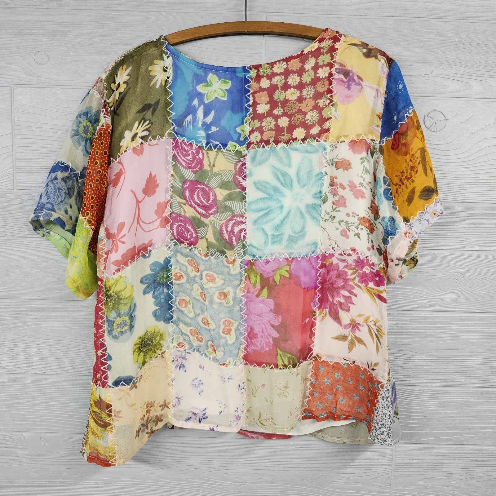Sacred Threads Patchwork Bohemian Top Womens Size… - image 2