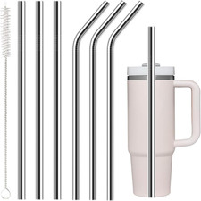 6 Pack Stainless Steel Straw Replacement 40 oz for Stanley Tumbler,3 Straight