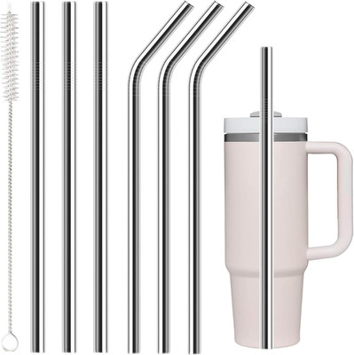 6 Pack Stainless Steel Straw Replacement 40 oz for Stanley Tumbler,3 Straight +