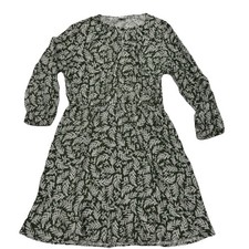 Old Navy Womens L Green Leafy Long Sleeve Light Weight Knee Length Puff Sleeve