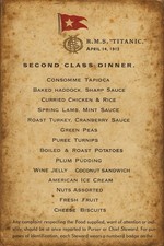 White Star Line titanic Aged Second Class Menu 6x4 print 
