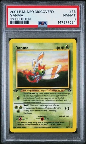 2001 POKEMON NEO DISCOVERY 1ST EDITION #36 YANMA PSA 8