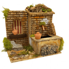 Fontana Presepe in Sughero e Mattoni con Anfore in Terracotta e Muschio 14x19x16