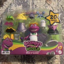 Mattel Barney's World Dress Up Barney Action Figure Set 20pc Purple/Green 2