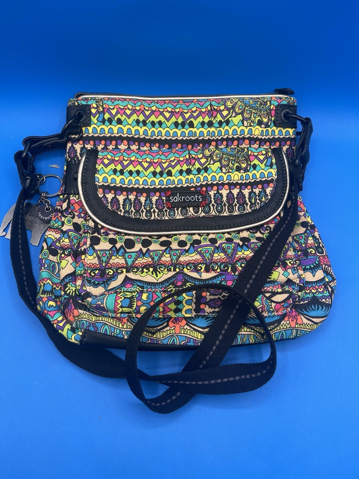 Sakroots Bag Crossbody Messenger Convertible Backpack Boho Elephant Peace Tassel