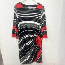 Shelby & Palmer Faux Wrap Dress Women 3X Striped Gathered Office Business Casual