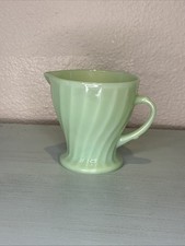 Vintage Jadite Swirl Fire King Glass Creamer Pitcher Jadeite Anchor Hocking