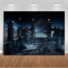 Halloween Ghost Castle Theme Photography Backdrop 5x3ft Night One Size, Clear