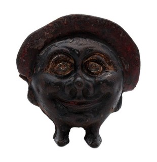 Antique Save And Smile Box Smiley Face Original Polychrome Cast Iron Still Bank