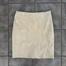 Vintage Express Suede 100 Leather Beige Tan Pencil Skirt Size 7/8