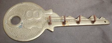 VINTAGE Brass '18' Hanging Key Holder 4 Hooks