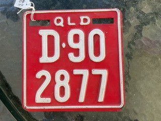 1990 QLD Trade Plate. D 90 / 2877