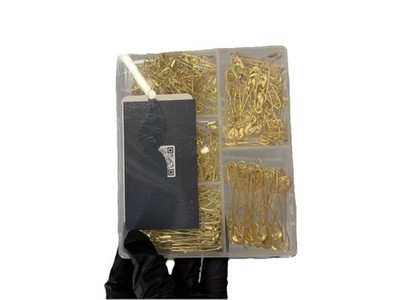 Gold Tone Eye Pins & Head Pins Assortment Jewelry Findings Organizer Box New