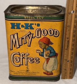 ANTIQUE H&K'S MITY GOOD COFFEE TIN HANLEY KINSELLA ST LOUIS MO COUNTRY STORE CAN