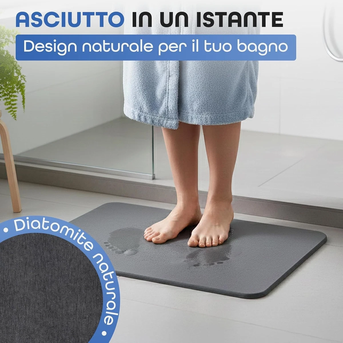 KARÌ Tris tappeti bagno Antiscivolo Lavabile a mano o in Lavatrice a 30⁰