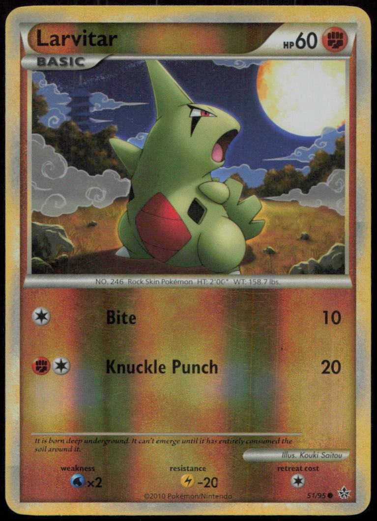 Larvitar 51/95 MP HGSS Unleashed Common Reverse Holo Pokemon