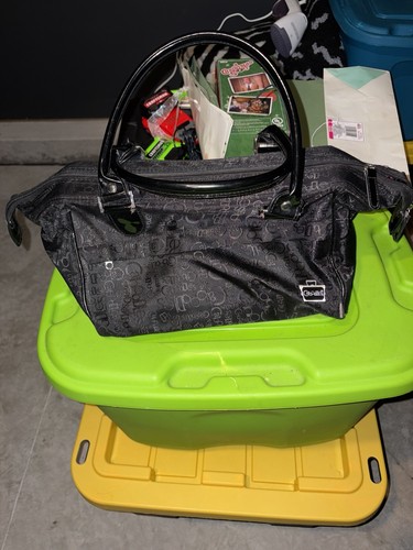 Caboodles Black Logo Top Handle Satchel Bag with Pink Lining and Zip Closure - Picture 1 of 5