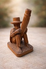 Scultura etnica in legno intagliato-Arte Popolare 12X15H25