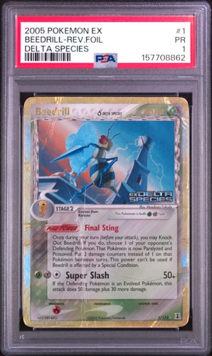 2005 POKEMON EX DELTA SPECIES #1 BEEDRILL-REVERSE FOIL PSA 1  POP 5!