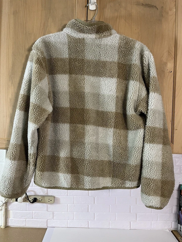 耐克 Youth Sherpa 套衫夹克 1/4 拉链深桩尺寸中号棕褐色/象牙白 — 第 2/4 张图片