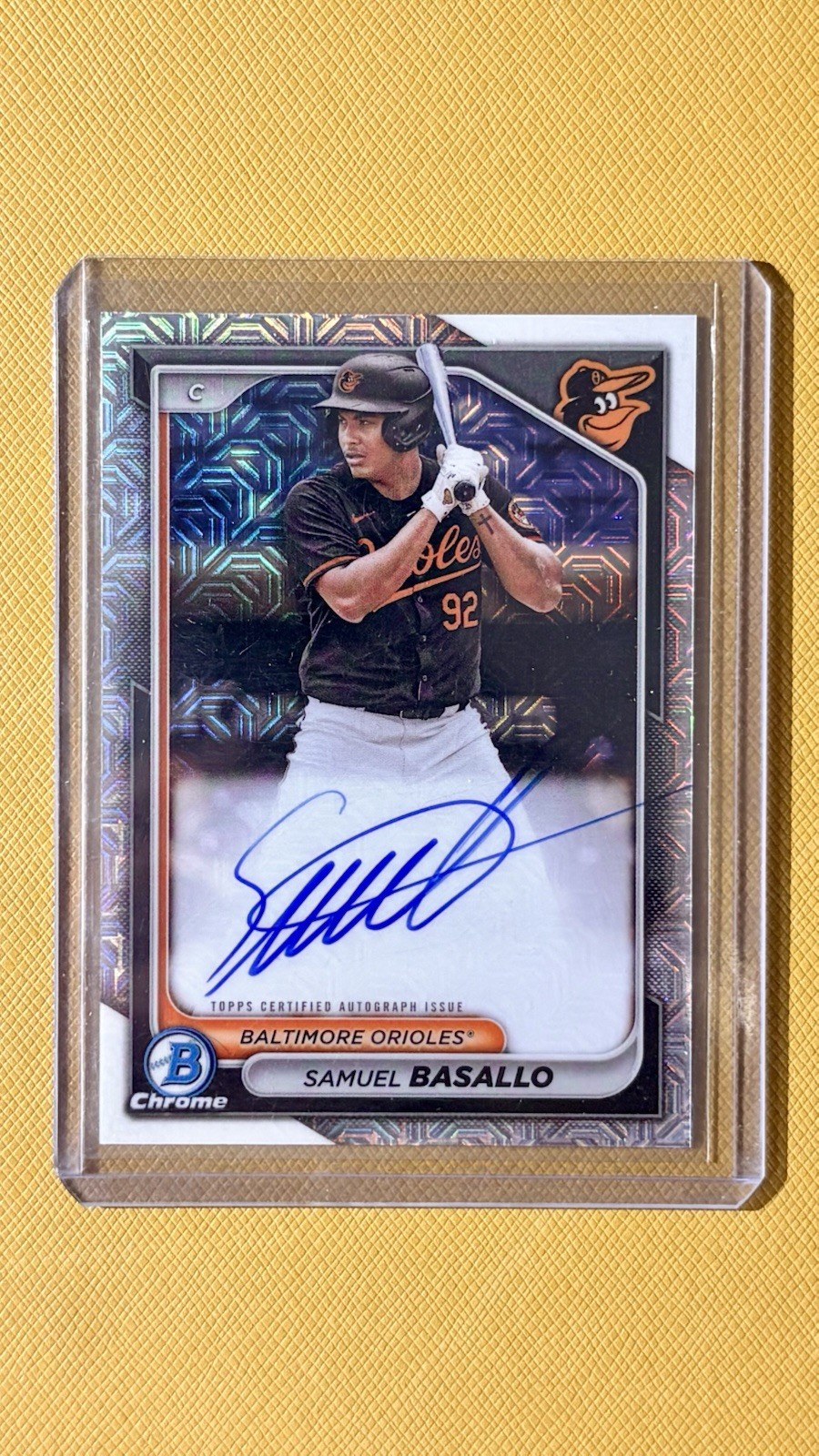 2024 Bowman Chrome Mega Samuel Basallo Mojo Refractor Auto BMA-SB Orioles