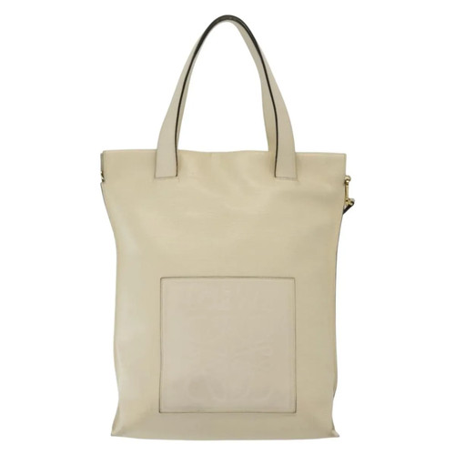 Loewe Shopper Tote Leather Ecru Tote Bag