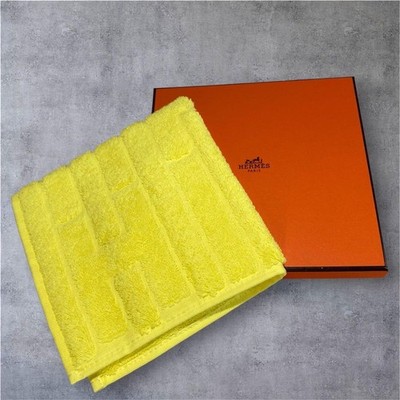 Hermes Towel Handkerchief Yellow With Tag Storage Box