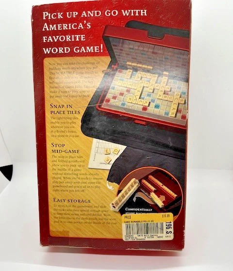 Scrabble Crossword Game Folio Edition Zipper Case Snap-in-place Tiles NEW - Image 2 of 4