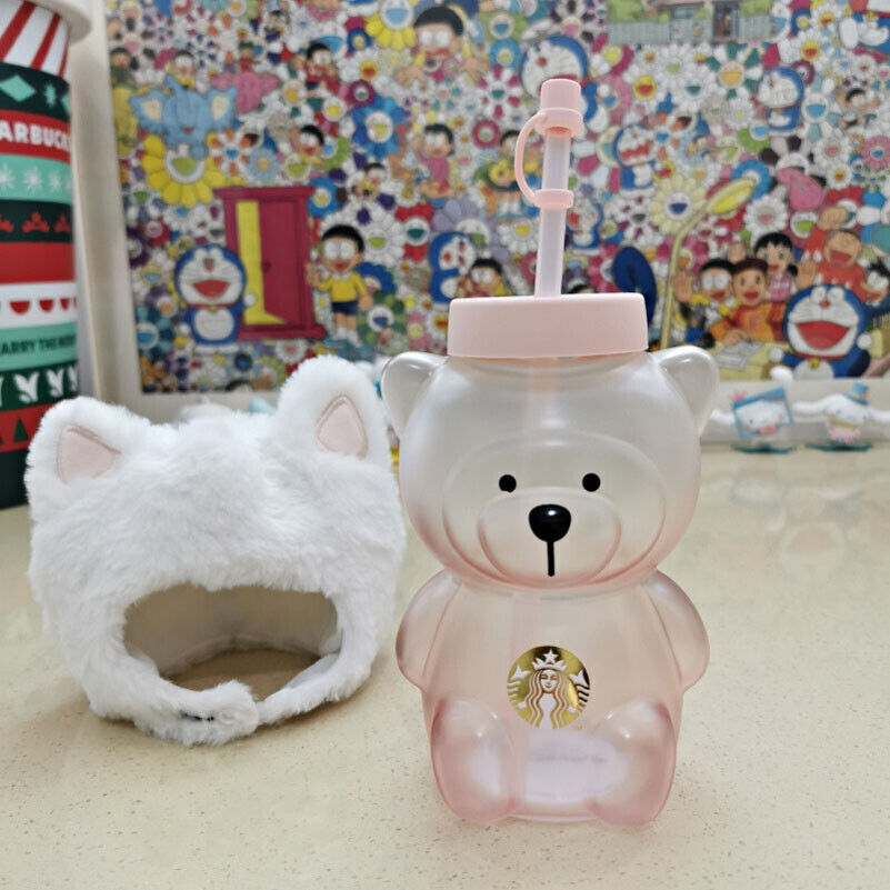 Starbucks Cups Techtomotive Bear Straw Cup, Cute Baby Straw Cups Glass,  Honey Bear Cup With Straws 20oz Cute Bear Cup With Reusable Straw