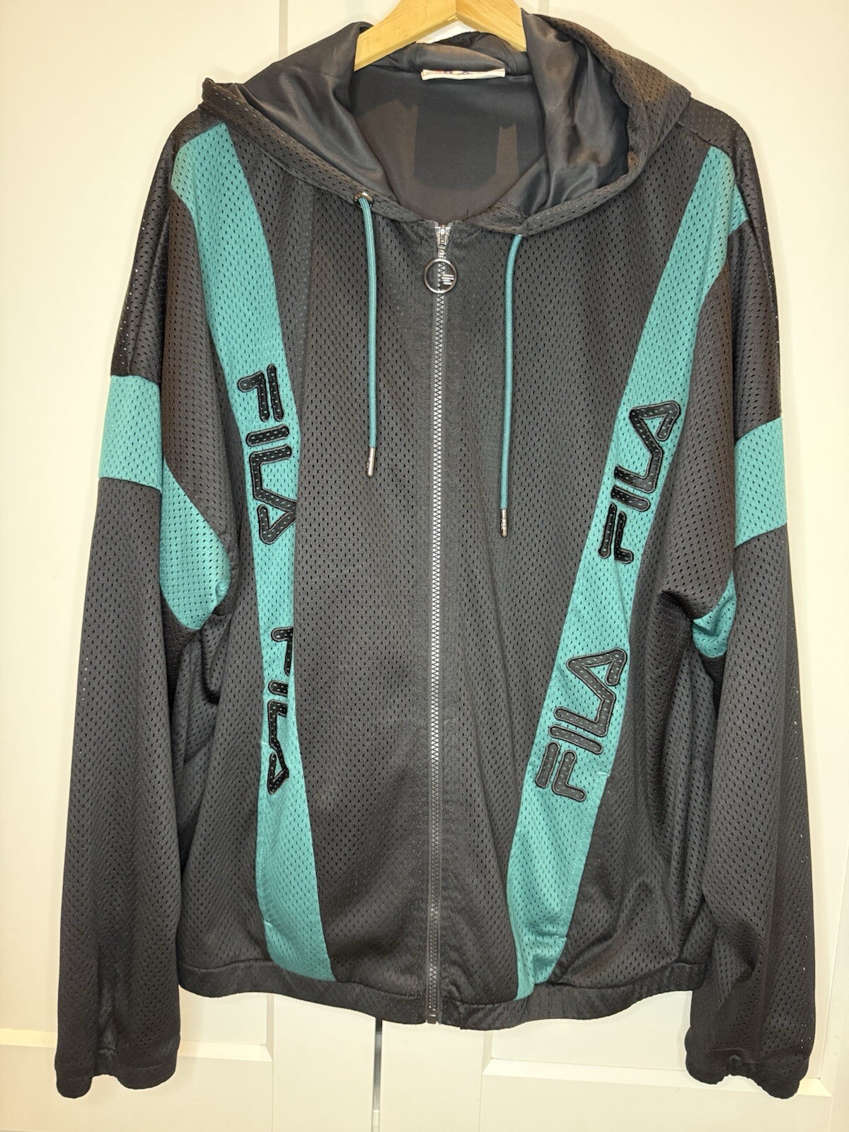 FILA giacca uomo stile vintage retrò full zip con cappuccio maglia a righe XXL